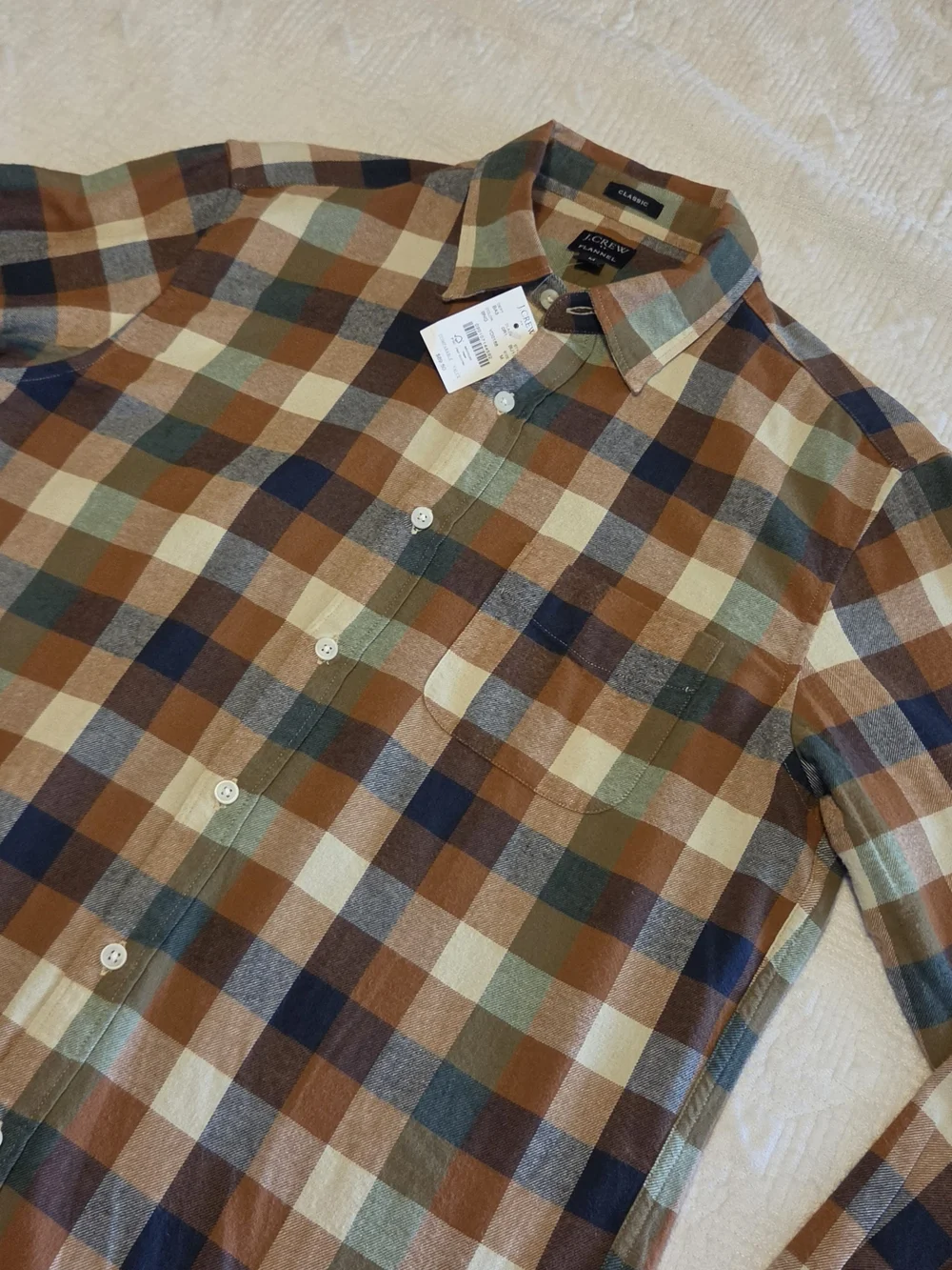 NWT J. Crew Classic Fit Flannel, Size Medium